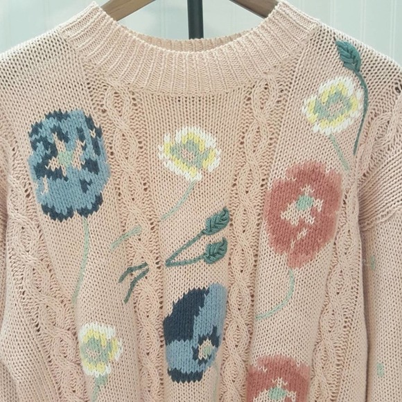 Cozy Vintage Boho Granny Floral  Cottage Core Sweater - Picture 3 of 8